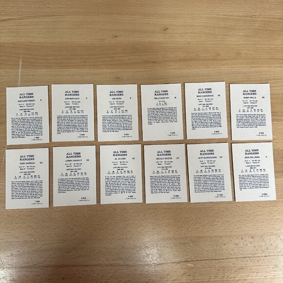1986 Baseball TCMA ALL TIME RANGERS Team Set 1-12 - Picture 2 of 2